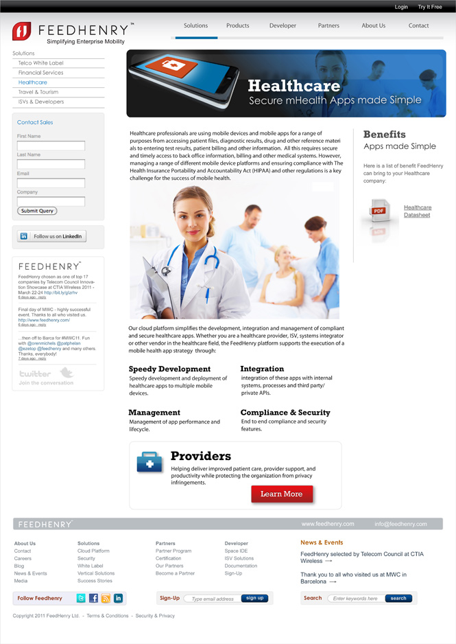 2011 website, Healthcare section